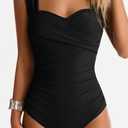 Womens One Piece Swimsuits Tummy Control Bathing Suits Modest Full Coverage Swimsuit Wide Straps Swimwear (Black, XL)