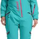 Women One Pieces Ski Suits Waterproof Warm Insulated Ski Jumpsuit Removable Hood Snowsuit for Snow Sport (X-Small, Blue)