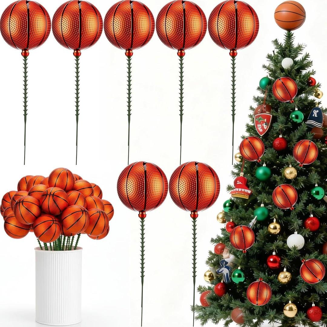 24 Pcs Football Party Decorations Mini Basketball Table Centerpiece Sport Themed Vase Picks Fillers Basketball Birthday Party Supplies for Tailgate Game Day Club Home Decor Sports Player Gift