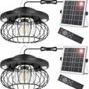 Ropelux Solar Shed Light Outdoor Indoor, Bright 3000LM 5 Modes Lamp with 3 Color Temps Dual Motion Sensor Remote, Hanging Pendant Lights for Gazebo Barn Garage Shop, 2 Pack