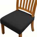 Dioxide Chair Covers for Dining Room Chairs,Chair Seat Covers Fit Stretch Jacquard Removable Slipcover Protector for Hotel Ceremony Banquet Wedding Party (Rear-Gapped,Black Stripe,4-piece)