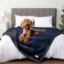 PetAmi Waterproof Dog Blanket for Queen Bed Large XL Dog Throw for Couch Cover Leakproof Furniture Protection, Sherpa Fleece, Reversible Soft Washable 90x90 Gray Gray