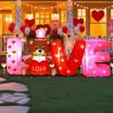 Leyndo 6 FT Long Valentine Day Inflatables Outdoor Decorations Inflatable Love Letters Valentines Bear with Heart Blow up Yard Decor with LED Lights for Home Wedding Ceremony Garden Lawn Party Decor