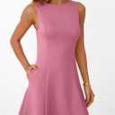 LILLUSORY Women's A-Line Boat Neck Flowy Mini Dress Summer 2026 Going Out Party Club Vacation Sleeveless Tank Dresses (Pink)