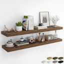 RICHFOCUS 55Inch Floating Shelves for Wall 2 Pack Shelves for Bedroom|Kitchen|Bathroom Wall Mounted Rustic Wood Floating Shelf with Invisible Brackets for Books|Storage|Decor, Rustic Brown