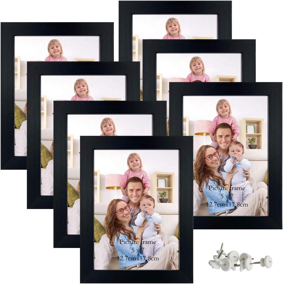 Giftgarden 5x7 Picture Frame 7 Pack Black 5 by 7 Photo Frames Set for Wall or Tabletop Display