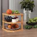 VERTORGAN 3 Tier Bamboo Corner Shelf(2 Pack),Plate Organizer,Dish Drying Rack,Kitchen Spice Rack for Countertop and Cabinet, 2 PC