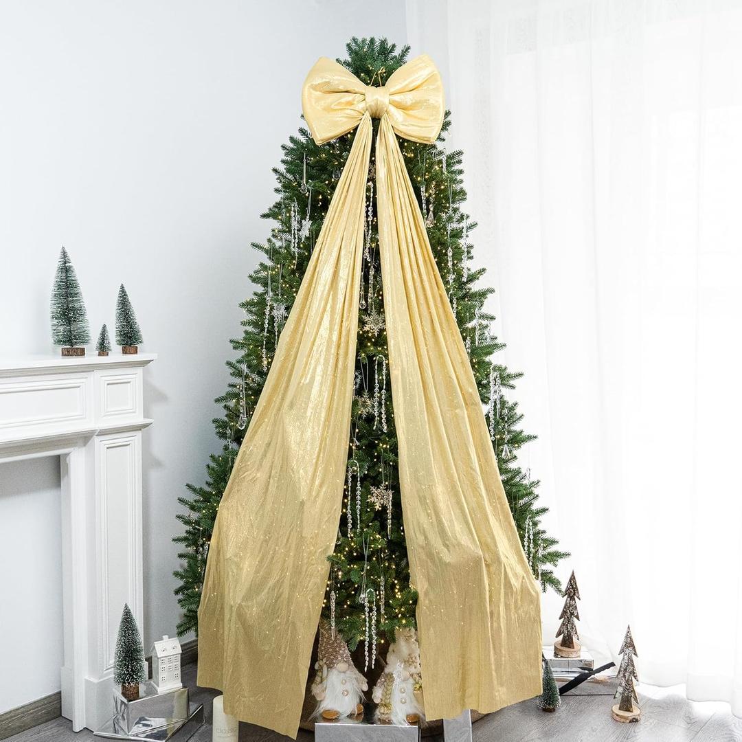 Christmas Tree Topper Bow67x16 Inch Extra Large Room Decor Ribbon Bow for Wedding Engagement Birthday PartyGiant Xmas Bow Decorations for Home Wreath Door Wall(Gold)