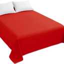 Sfoothome Queen Flat Sheet Red Top Sheet, Premium Hotel 1-Piece, Luxury and Soft 1500 Thread Count Quality Bedding Flat Sheet, Wrinkle-Free, Stain-Resistant