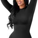 FeelinGirl Shapewear Bodysuit Long Sleeve Body Suits For Womens Shapewear Tummy Control Compression Shirt Women, Size: Medium-Large