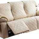 Genina Waterproof Recliner Cover - 3 Seater Non-Slip, Washable Sofa Covers for Recliner Couch, Furniture Protector for Dogs & Kids (Beige, Recliner)