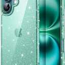 JETech Glitter Case for iPhone 16 6.1-Inch, Bling Sparkle Shockproof Phone Bumper Cover, Cute Sparkly for Women and Girls (Teal)