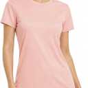 Boladeci Pink Tops for Woman Short Sleeve V Neck UV Shirt Sun Protection SPF Swim Shirts Rash Guard Summer Tops for Women 2025 Athletic Workout Large