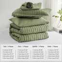 Zzlpp King Size Comforter Set 7 Pieces, Olive Green Seersucker Bed in a Bag with Sheets, All Season Bedding Sets with 1 Comforter, 2 Pillow Shams, 2 Pillowcases, 1 Flat Sheet, 1 Fitted Sheet