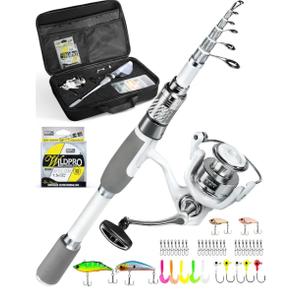 Ghosthorn Fishing Rod and Reel Combo Carbon Fiber Telescopic Fishing Pole Carrier Bag Portable Kit Saltwater Freshwater