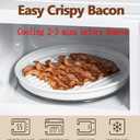 Microwave Bacon Cooker, 10-Inch Round Stoneware Bacon Tray for Microwave Oven, Grease-Draining Bacon Rack Plate, Oven Safe, Easy to Clean, White