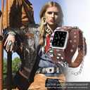VIQIV Leather Band Compatible with Apple Watch SE/Ultra (38mm, 40mm, 41mm, 42mm, 44mm, 45mm, 49mm) for Women Men, Genuine Leather Goth Western Punk Style Watch Band Straps