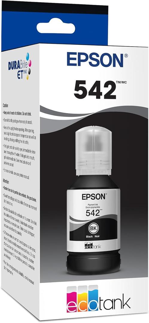 EPSON 542 EcoTank Ink Ultra-high Capacity Bottle Black (T542120-S) Works with EcoTank Pro ET-5150, ET-5170, ET-5180, ET-5800, ET-5850, ET-5880, ET-16600, ET-16650