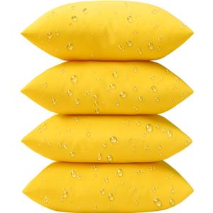 Phantoscope Pack of 4 Premium Dual Usage Outdoor Pillow Inserts, Waterproof Throw Pillows No Cover Needed, Colorful Decorative Couch Sham Cushion Stuffer Patio Couch Tent, Yellow 18 x 18 Inches