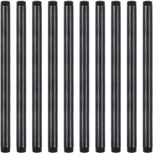 10 Pack 1/2 Inches x 12 Inches Black Malleable Steel Nipples Fitting, DIY Steampunk Industrial Vintage Style.