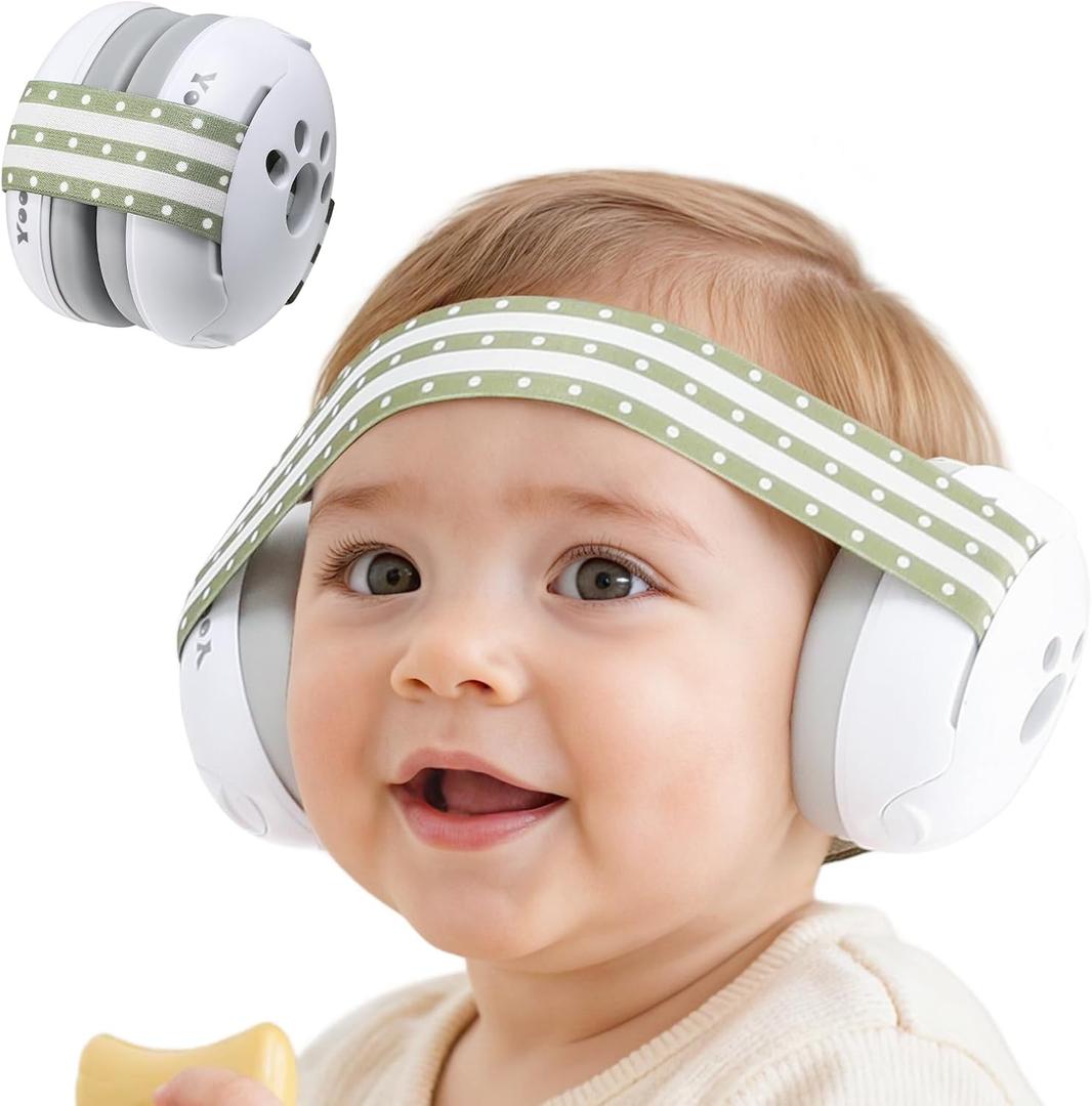 Yoofoss Baby Ear Muffs Noise Protection for Infants Up to 36 Months - Noise Cancelling Headphones for Ear Protection (Green)
