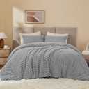 BEDELITE Fluffy Twin Comforter Set - Light Grey Fleece Soft Comforter for Twin Size Bed, Luxury Warm Bedding Set for Winter, Fuzzy Bed Set 2 Pieces (1 Comforter, 1 Pillowcase)