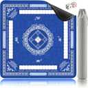 Shipped Rolled 3MM Mahjong Mat with Rules Without Creases, 32.4"×32.4" American Mahjong Mat for Table, Waterproof Wipe Clean Non-Slip Noise Reduction Gaming Mat with Carry Bag