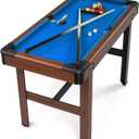 PEXMOR 48" Pool Table, Billiard Game Table for Kids and Adults, Mini Pool Table Set Indoor & Outdoor for Game Room Family with Balls, Cues, Chalk, Brush and Triangle (Blue)