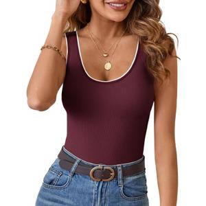 Imily Bela Womens Rib Knitted Tank Tops Crew Neck Summer Tops Sleeveless Going Out Camis Casual Loose Fit 2025 (Pink)