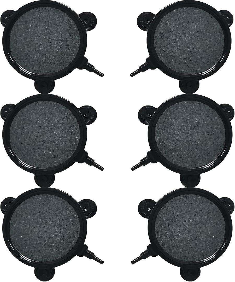 kathson 4.2-Inch Air Stone Disc Bubble Diffuser 6 PCS with Suction Cups Fish Tank Air Pump Round Dissolved Oxygen Airstone Decoration for Hydroponics Pond Aquarium Aquaponics