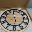 LEIKE 24 Inch Large Wall Clock - Rustic Wooden Silent Non-Ticking Wall Clock with Black Metal Frame, Vintage Farmhouse Decorative for Living Room, Bedroom, Kitchen - Arabic Numerals, Modern Design