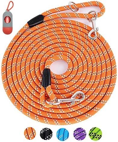 Long Rope Leash for Dog Training 50FT, Reflective Threads Check Cord Recall Training Agility Dog Lead for Large Medium Small Dogs, Dog Tie-Out Cable for Playing, Camping, or Backyard, Size: 50FT* 1/3inch