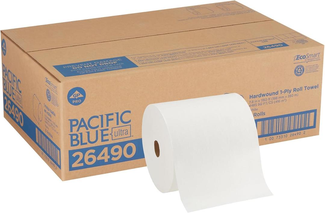 Pacific Blue Ultra 8 High-Capacity Recycled Paper Towel Roll by GP PRO (Georgia-Pacific), White, 26490, 1150 Feet Per Roll, 6 Rolls Per Case