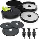 Esatto Glass Salt Rimmer 3 Tier for Margarita Tray and Cocktail, Black with 2 Extra Sponge’s + 3 Pourers – Apply Salt, Sugar, and Lime Juice for Better Drinks and Efficient Drink Preparation