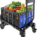 2 in 1 Folding Hand Dolly Cart with Wheels,300LBS Capacity Hand Truck Dolly with Basket, Collapsible Dolly Cart Suitable for Grocery, Shopping, and Transportation.