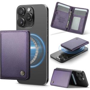 Defencase for Magsafe Wallet Magnetic Card Holder RFID Blocking, PU Leather Minimalist Phone Wallet Compatible with MagSafe Phones and Cases for iPhone 16/15/ 14/13/ 12/ Pro/Max/Plus, Purple