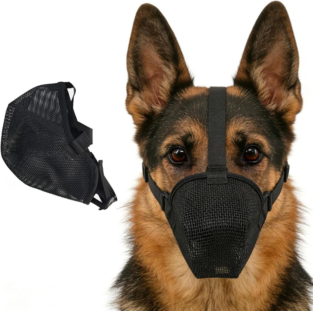 Dog Muzzle for Large Medium Small Dogs, Adjustable Soft Mesh Muzzle to Prevent Biting, Chewing, Barking Vet Recommended, Secure Fit L