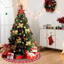 Heavy Duty Christmas Tree Stand Mat 31"/80cm Dia Christmas Tree Mat for Under Tree Silicone Christmas Tree Floor Protector for Preventing Wood Floor from Spills and Scratches, Red