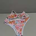 Tainehs Women's Two Piece Bikini Sets O Ring Front Top Ditsy Floral Triangle Swimsuits Cheeky Bathing Suit, S