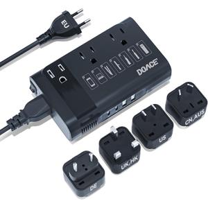 350W Voltage Converter US to Europe, 220V to 110V Converter for European Travel, Power Converter Adapter Combo for Using U.S. Devices Abroad - Hair Straightener Shaver Toothbrush Laptop Camera Phone (Black)