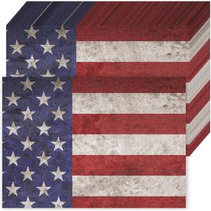 Whaline 50Pcs Patriotic Paper Placemats Retro Vintage Independence Day Disposable Place Mats 4th of July Memorial Day Rectangle American Flag Paper Table Mats for Home Kitchen Holiday Table Top Decor