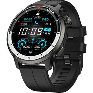 Smart Watch for Men, GPS Smartwatch Fitness Activity Tracker with Heart Rate/Sleep Monitor, Pedometer, Bluetooth Calls/Notifications, 170+ Exercise Modes, 5 ATM Water-Resistance (Black)