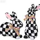 Yookeer 2 Pcs Black and White Resin Bunny Figurines Set of 2 Easter Rabbit Statues Indoor Easter Decorations for Spring Home Decor Decorative Bunny Ornaments for Table Centerpiece Living Room Decor