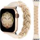 Minyee Compatible with Apple Watch Band Braided 41mm 40mm 38mm 42mm 44mm 45mm 46mm 49mm Women,Solo Loop Stretchy Slim Elastic Woven Cute Bracelet Strap for iWatch Series 10 9 Ultra SE 8 7 6 5 4 3 2 1 (Light Khaki)