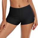 Swim Shorts for Women Stretchy Board Shorts Solid Tankini Bottoms Sport Swimsuit Bottoms (Small, Black)