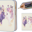 FiitCASE Cute Women Wallet, PU Little Women Coin Purse Wallet-Zipper Pocket Wallet,Small Slim Thin Credit Card Wallet for Female Ladies Teen Girls Girly,Cat Pattern (YinYang Bloom Cats)