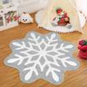 GarveeHome Christmas Rugs 5 ft Round Area Rug Washable Living Room Rugs Soft Snowflake Circle Rug Non Slip Rug for Bedroom Stain Resistant Carpet for Classroom Office Nursery 5 ft x5 ft Snow|Grey