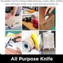 INTERNET'S BEST Premium Utility Knife Set | Retractable Box Cutter with Rubber Handle | Heavy-Duty Cutting for Cardboard, Carpet, Plastic | Retractable Blade | Includes 2 Razor Knives & Extra Blades