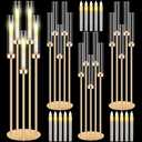Tandefio 4 Set 5 Arm Gold Candelabra Centerpieces for Table, 35'' Tall Wedding Metal Candlestick Floor Holder Acrylic Clear Lampshades with 20 LED Candles for Wedding Party Event Table Fireplace Decor