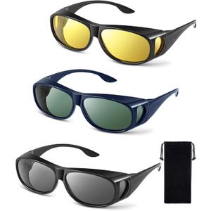 Frienda 3Pcs Fit Over Sunglasses Men Women Polarized Lens Wrap Over Glasses Driving Sport Oversize Eyeglasses
